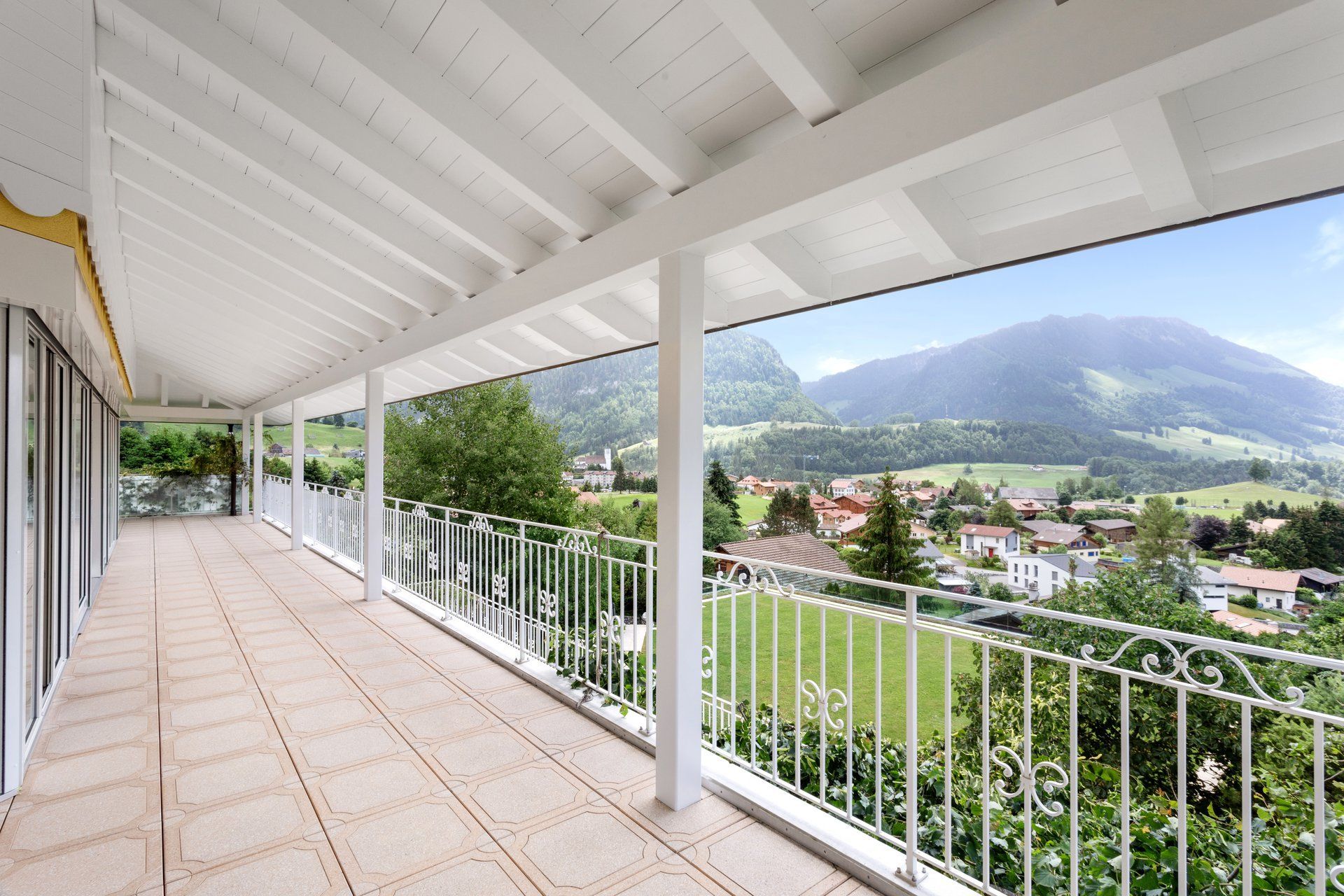 Balcony with unobstructed view of the village and the mountains