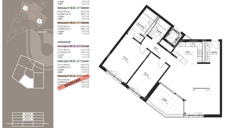 Appartement 3.5 pces, 8.22, 2ème étage, 109.1 m2