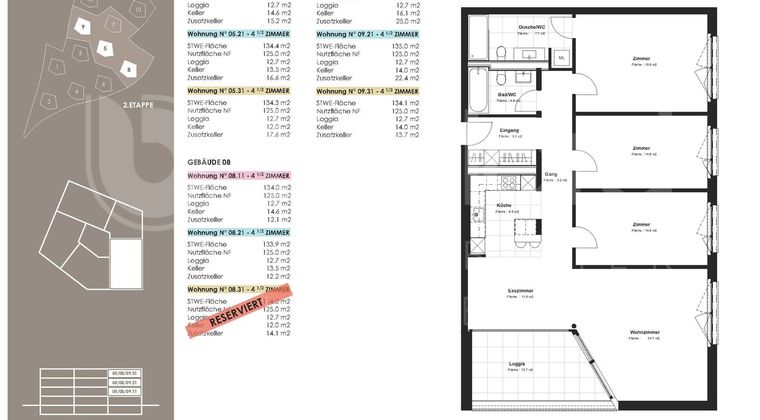 Appartement 4.5 pces, 8.21, 2ème étage, 125.4 m2